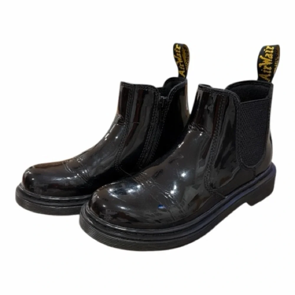 Dr. Martens 2976 JUNIOR Kids Patent Leather Chelsea Boots Black US 3
